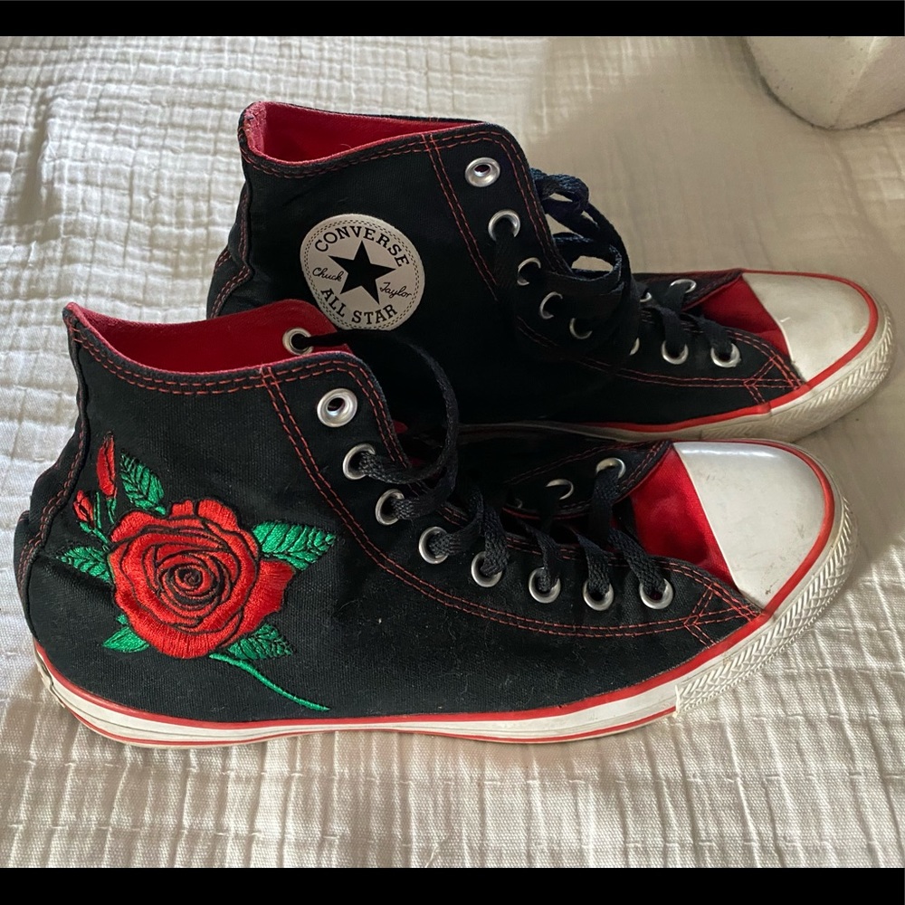 All Stars with embroidered rose